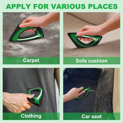 Reusable Pet Hair Remover Brush for Furniture, Car, and Carpets - Green