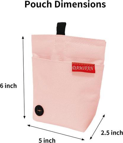 Adjustable Dog Treat Pouch with Waist Belt - Large Capacity Multi-Purpose Bag for Training Treats and Toys (Pink)