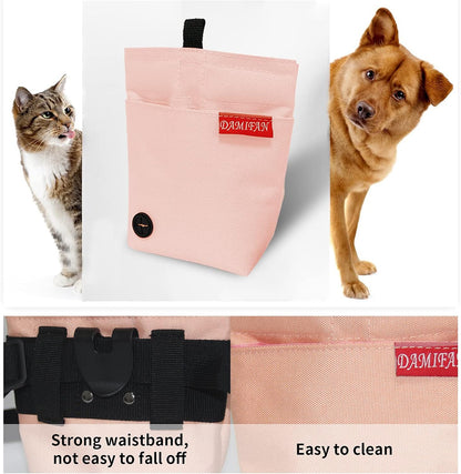 Adjustable Dog Treat Pouch with Waist Belt - Large Capacity Multi-Purpose Bag for Training Treats and Toys (Pink)