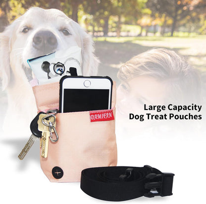 Adjustable Dog Treat Pouch with Waist Belt - Large Capacity Multi-Purpose Bag for Training Treats and Toys (Pink)