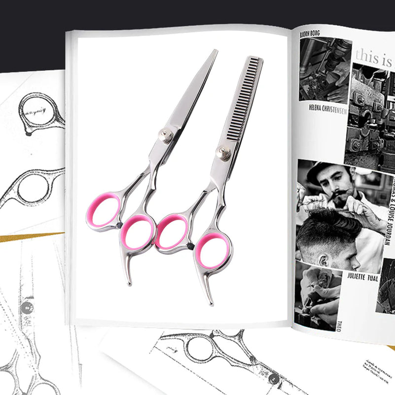 Professional Stainless Steel Pet Dog Grooming Scissors Set - Straight, Curved, and Thinning Shears
