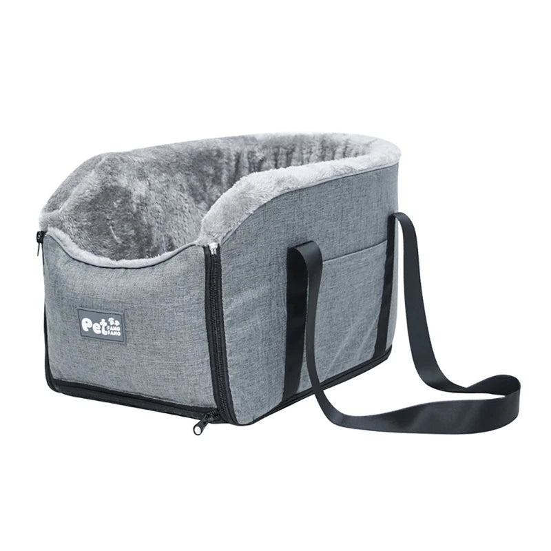 Premium Dog Car Seat Booster for Small Dogs with Removable Cushion and Safety Hook, Installs on Armrest Console, Breathable Design