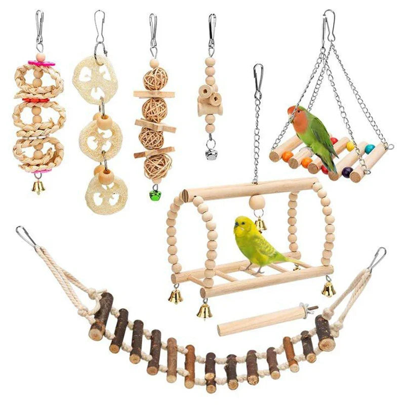 Premium Bird Swing Toys for Small to Medium Birds - Chewing, Climbing, and Perching Accessories for Budgerigar, Parakeet, Conure, Cockatiel, Mynah, Love Birds, and Finches