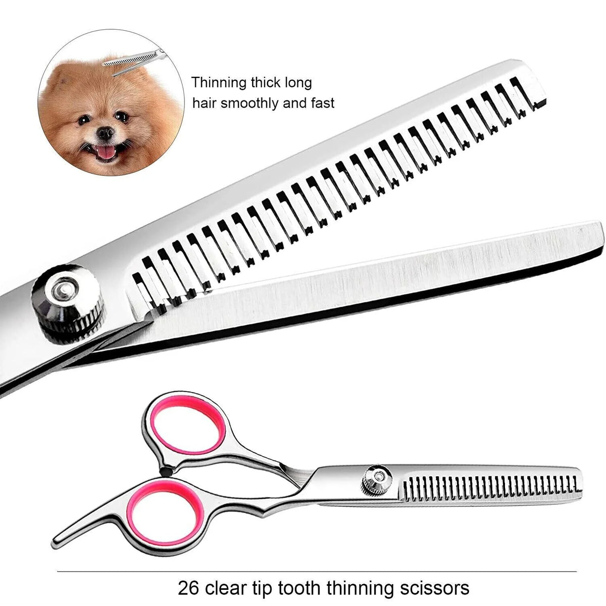 Professional Stainless Steel Pet Dog Grooming Scissors Set - Straight, Curved, and Thinning Shears